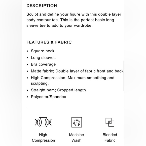 Express Body Contour High Compression Square Neck Long Sleeve Tee Top - MEDIUM - Picture 3 of 8